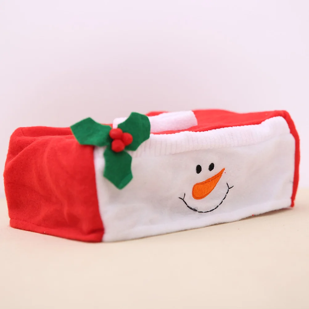 

2pcs Christmas Tissue Box Snowman Paper Cover Holder Cloth Bracket Home Office Car Living Room Moisture Proof Long
