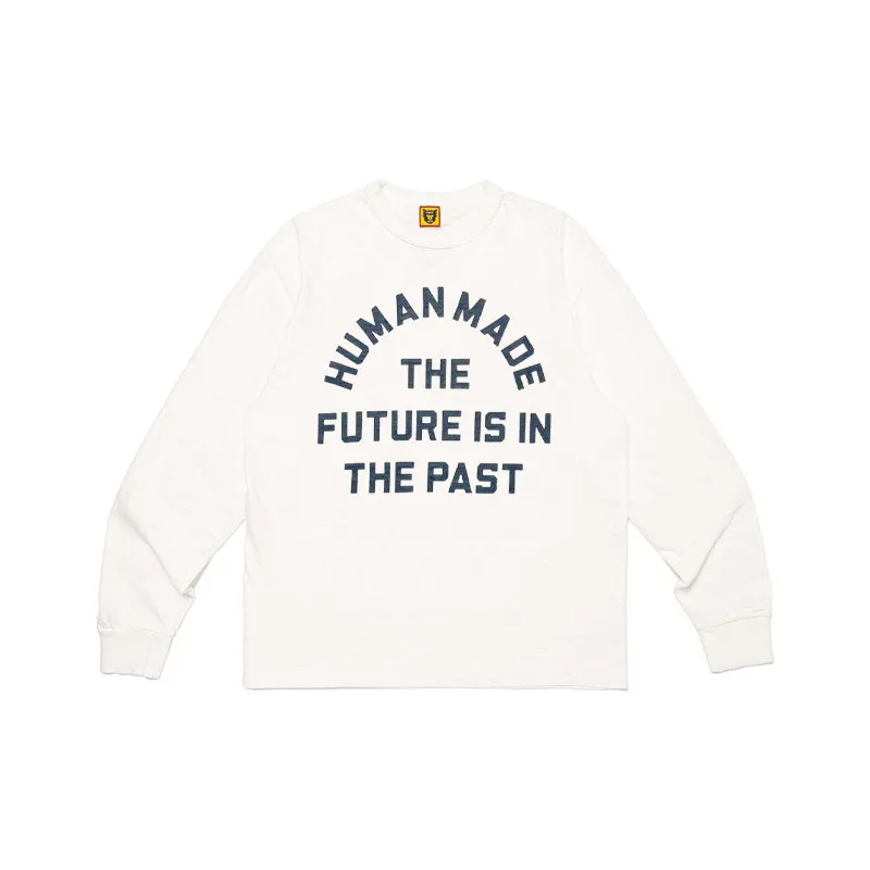 Human Made 2026 Letter Print Crewneck Long Sleeve T Shirt Unisex Casual Top