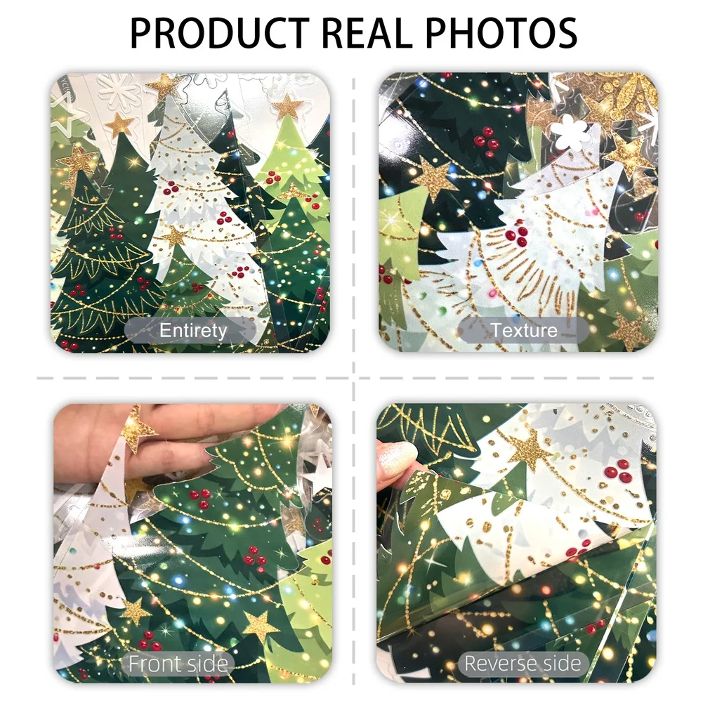Christmas Tree Candy For Static Clings Snowman Snowflake PVC Window Decals For Glass Door Mirror Holiday Home Office Decor
