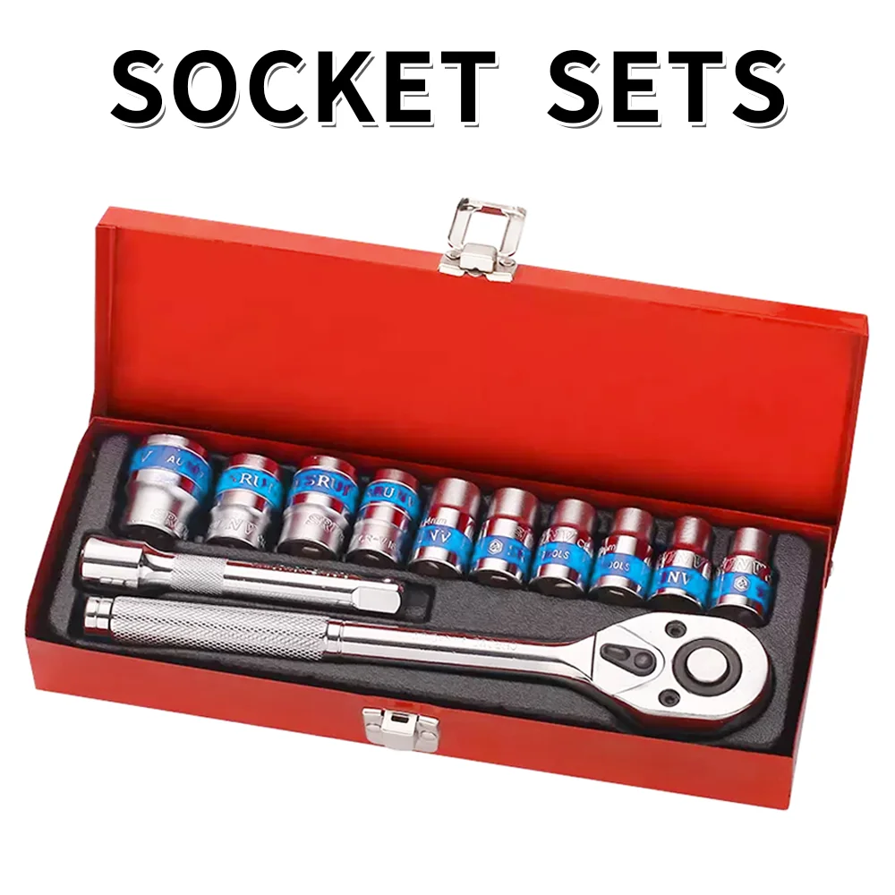 [UK STOCK] 12pc Ratchet Wrench Set Socket Ratchet Set quick release wrench Hardware tool set Sleeve wrench repair tools