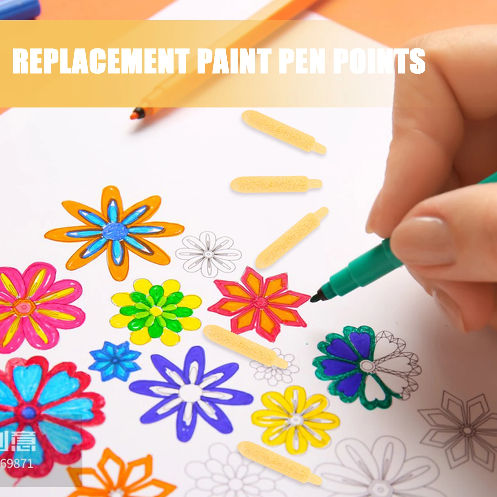 30 Pcs Paint Pen Tip Replacement Marking Tips Portable Markers Pens Nibs for Yellow Cover Student