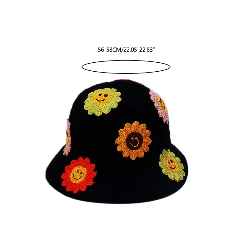 Summer Fisherman Hat for Women Crochet Bucket Hats Flower Decor Wide Brim