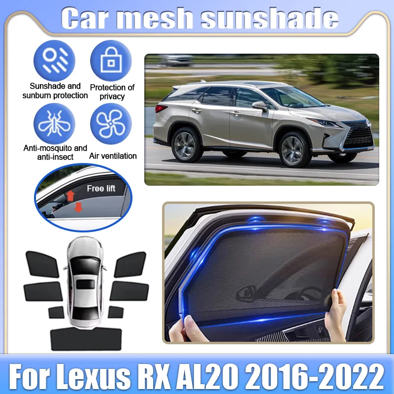 Car Mesh Shades For Lexus RX AL20 2016-2022 MK4 300h 350h 450h Window Visor Sunshade Sunscreen Privacy Curtains Auto Accessorie
