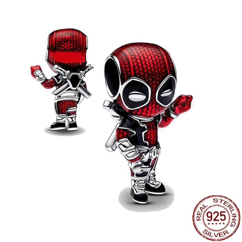 2024 New in 925 Silver Deadpool Wolverine Charms Beads Movie Cartoon Character Model for Pandora Bracelets DIY Jewelry Hot Gifts