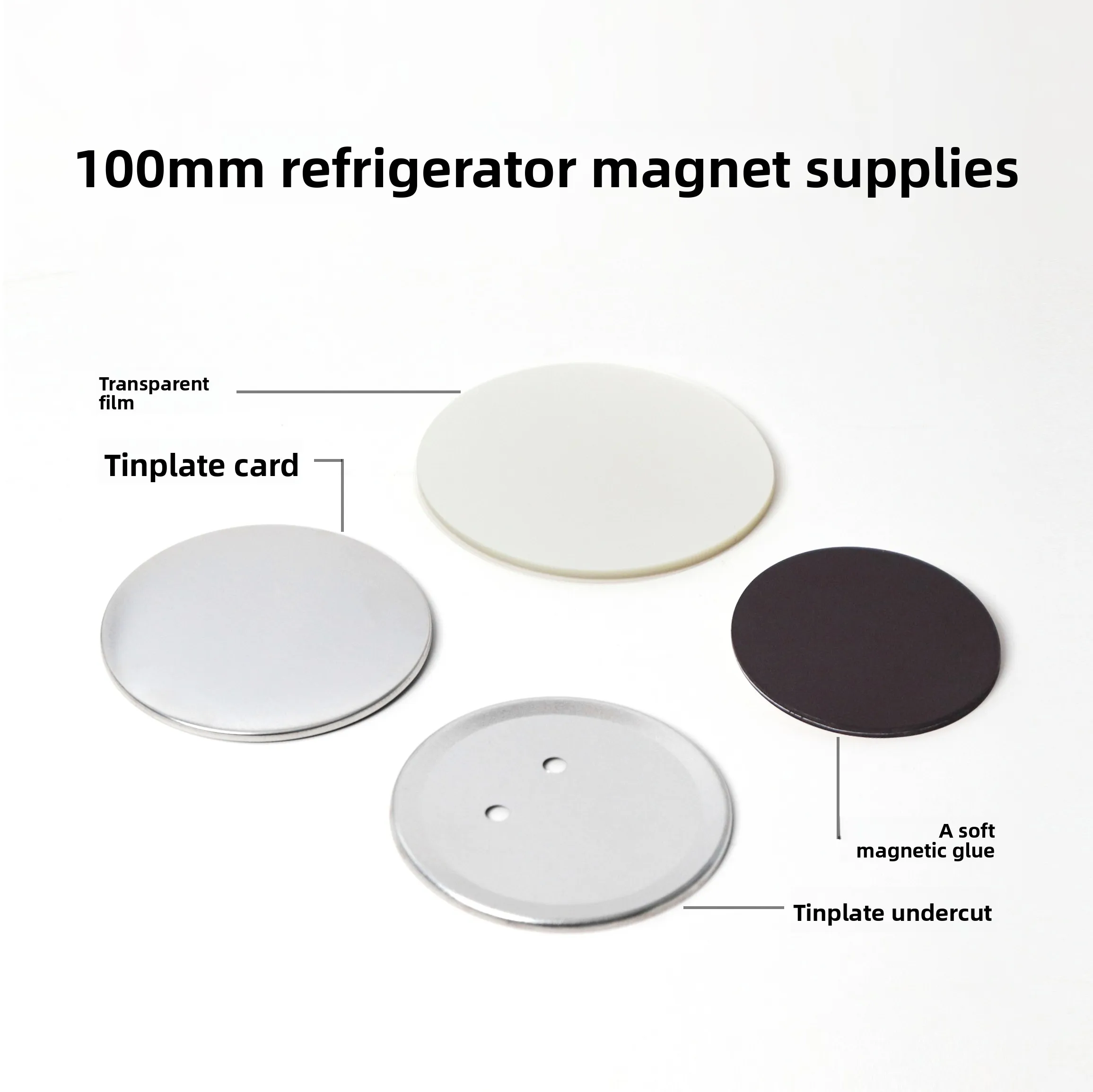 لتقوم بها بنفسك 100 مللي متر آلة صنع كوستر مستديرة الكل في واحد دائرة معدنية صور مغناطيس الثلاجة شارة الصحافة صانع آلة مع المواد الاستهلاكية