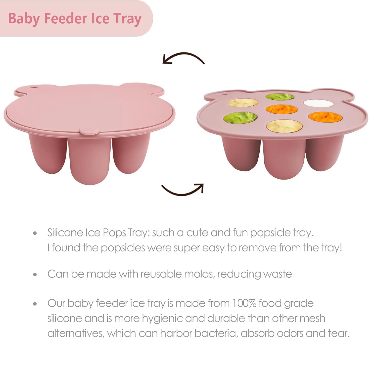 2pcs Bear Set Bites Fruit Feeder Breastfeeding Freezer Tray Food Soup Silicone Freezer Tray Silicone Popsicle Moulds