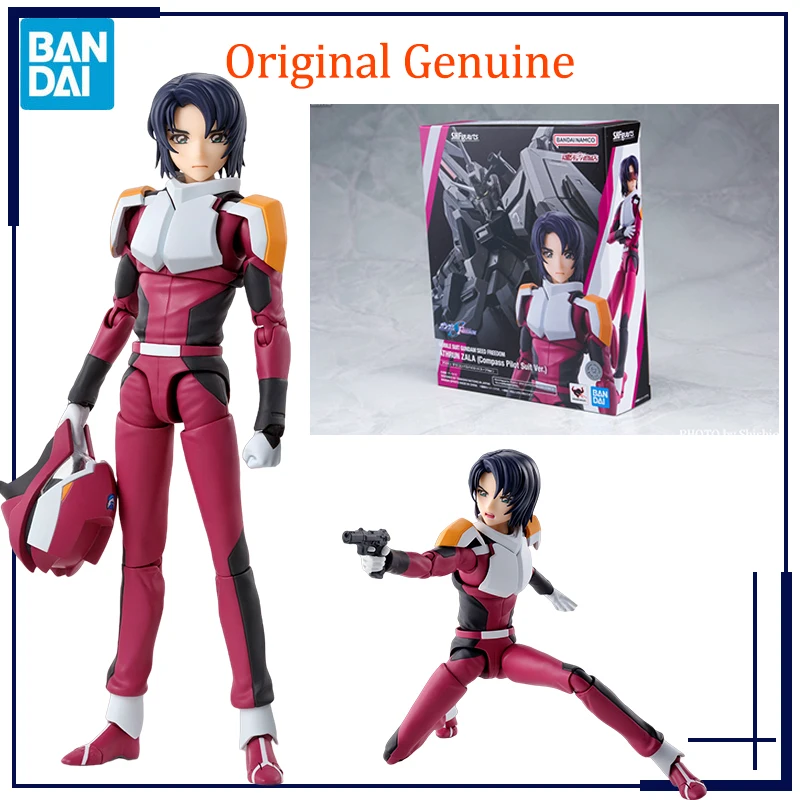 Original genuino Bandai Anime GUNDAM ATHRUN ZALA (traje de piloto de brújula Ver.) SHF modelo juguetes figuras de acción regalos coleccionables niños