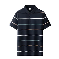 Men'S Classic Striped Polo Shirt Cotton Short Sleeve 2024 Summer Plus Oversize 4XL