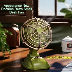 Retro Creative USB Charging Desk Fan Handheld Quiet Operation Mini Table Fan Outdoor Portable Fan for Home Office Bedroom 5v