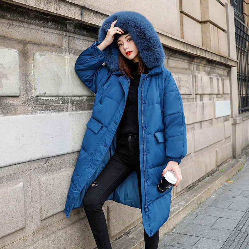 

Winter Windproof and Warm Coat for Women's Korean Version New Large Fur Collar Thickened 90 White Duck Down Long Down Jacket2023