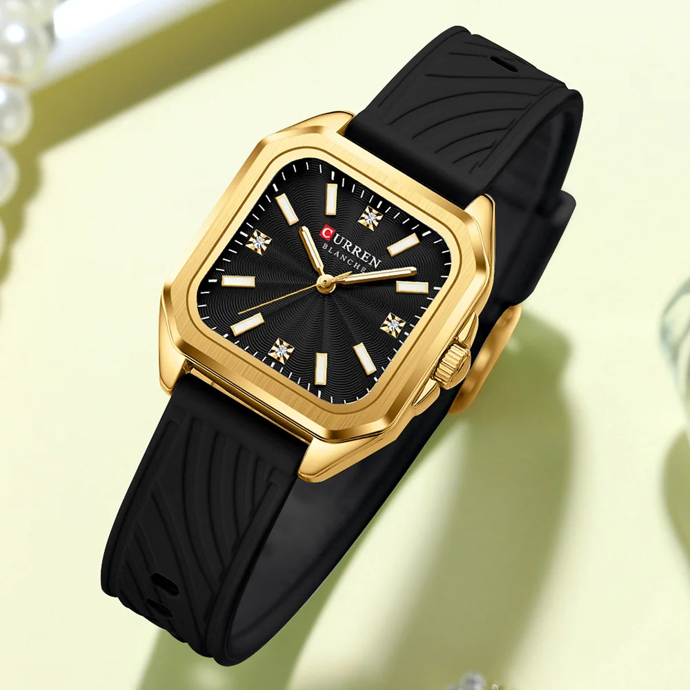  CURREN Fashion Women's Minimalist Square Quartz Watch Casual Sports Silicone Women Gift Clock Watches - Image 4