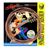 1 Set Alice A206 Acoustic guitar strings 6 pcs set copper strings 1-6 for acoustic guitar Stainless Steel Coated Phosphor Bronze