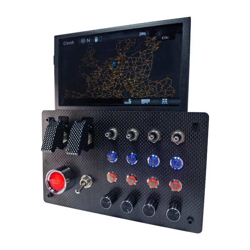 ZQSR USB Sim Racing Button Box Carbon Fiber Panel For Euro Truck American Truck Game For Thrustmaster Simagic Logitech G29