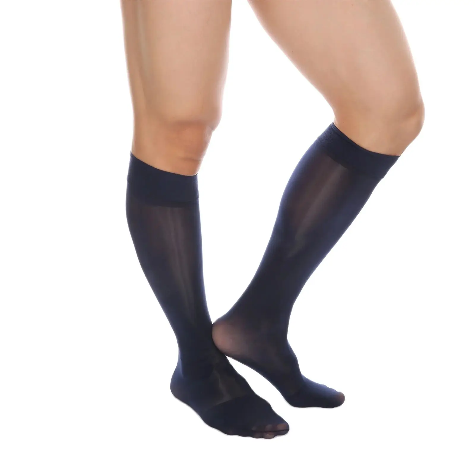 CLEVER-MENMODE Ultra-thin Sexy Stockings Oil Shine Men's Silky Long Transparent Socks Male Dress Stockings See Through Elastic