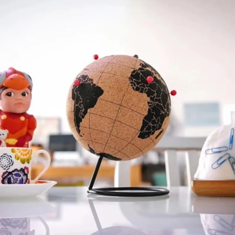 Cork Sculptures Globe Art Interior Figurines Luxury Aesthetics Creative Room Desktop Ornaments Nordic Modern Home Decoration