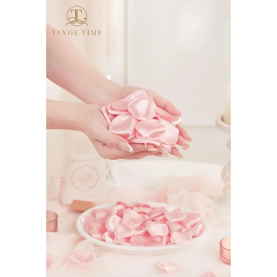 TINGE TIME 300 قطعة بتلات الورد الحرير أحمر الخدود الوردي القلب بتلات الزهور لحفل الزفاف زهرة فتاة سلة Ai مبعثر طاولة العشاء مركز #4