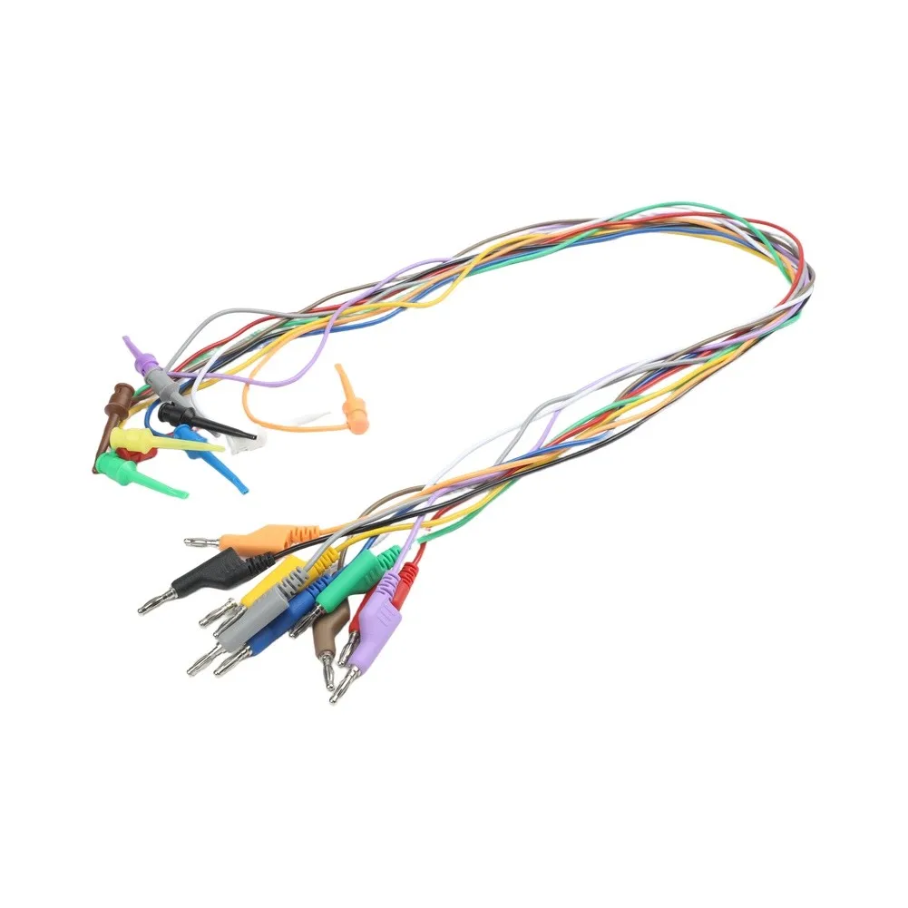 For Laboratory Testing Ten Pack Stackable Connector Flexible PVC Cable PVC Insulation Secure Hook Clamp Color Coded Set