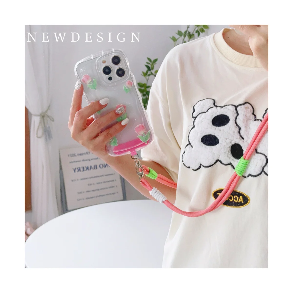 شخصية الاتجاه مزدوجة اللون الهاتف المحمول العالمي الحبل قطري تمتد حبل طويل حزام الكتف حبل حبل الموضة