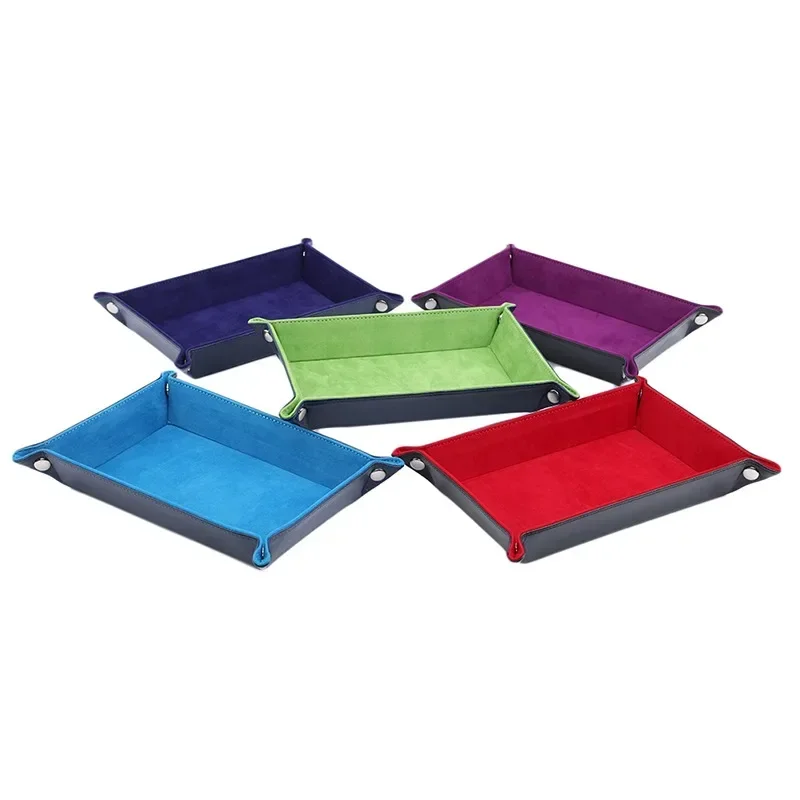 Premium 1pc PU Leather Velvet Folding Dice Tray Table Games Key Wallet Coin Organizer Trays Sundries Serving Tray