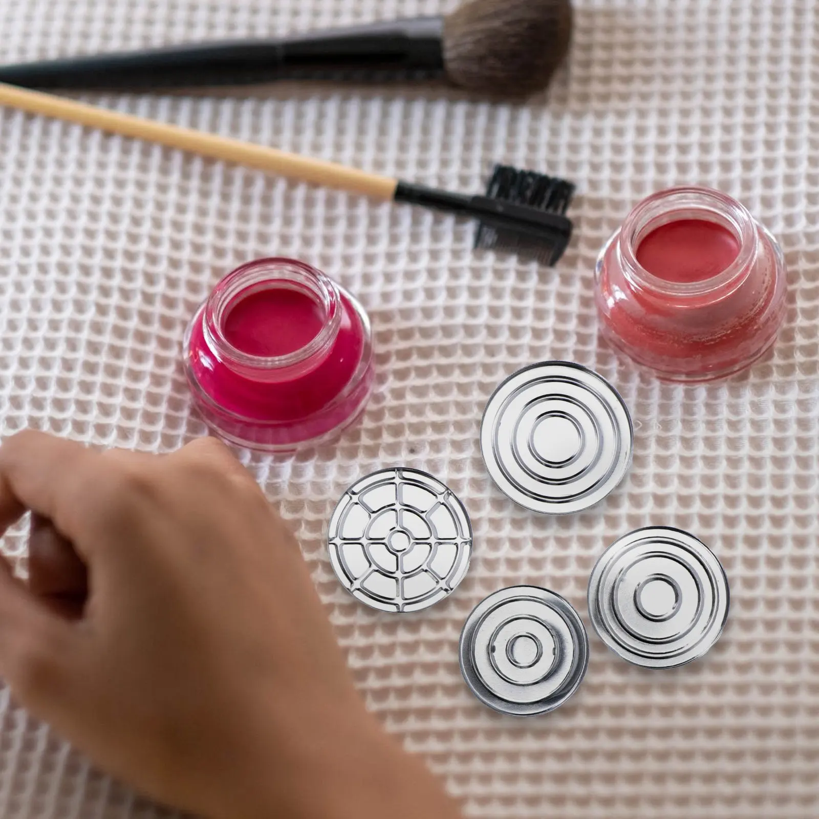 22Pcs Simple Aluminum Eyeshadow Case Refillable Empty Container for Concealer Eyeshadow Lipstick Blush DIY Makeup Organizer