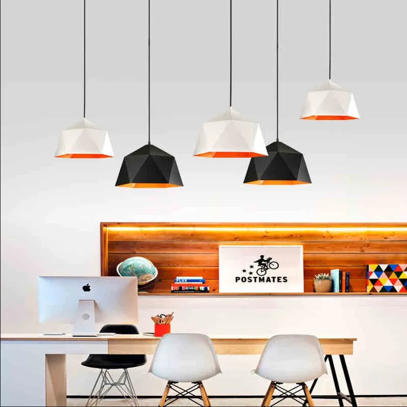 Modern Simplicity Iron Art Geometric Chandelier Single Head Pendant Light American Wine Bar Decor