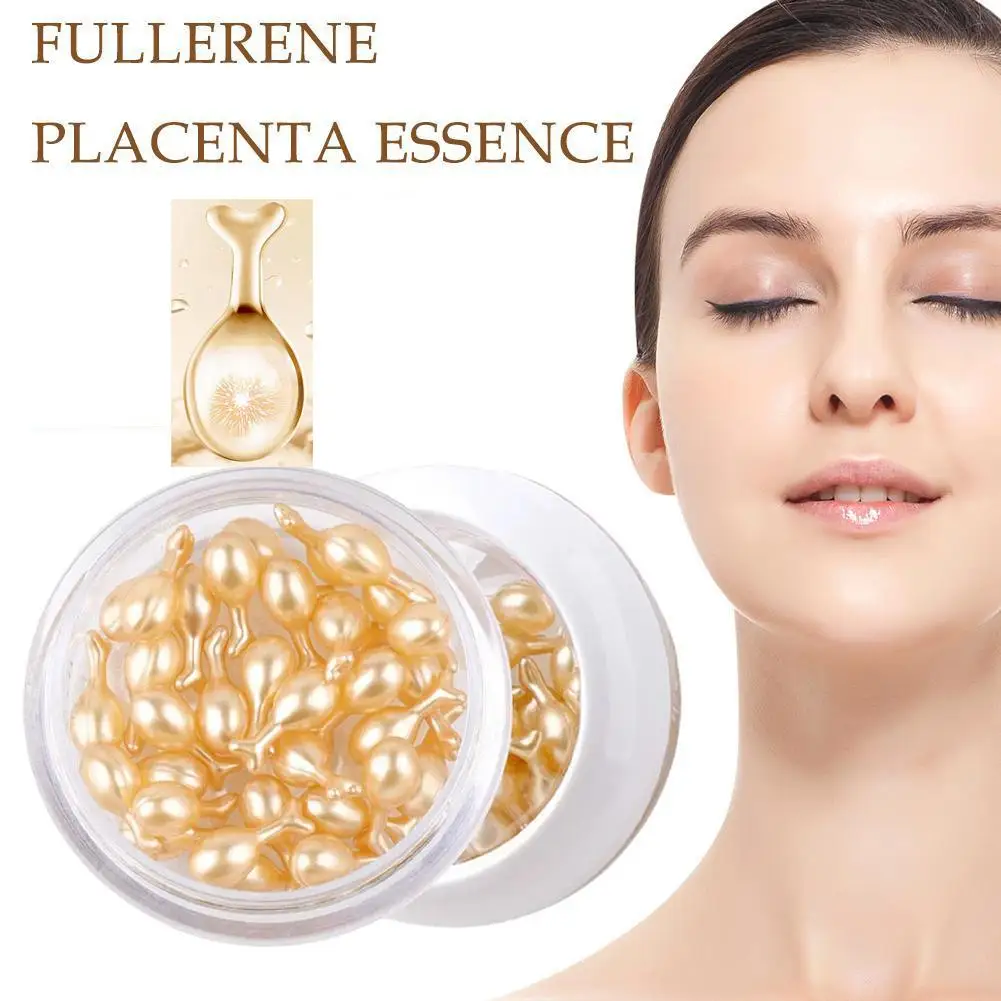 30 Capsules Fullerene Placenta Essence For Face Placenta Serum Rejuvenating Moisturizing Skin Care Retinol Anti-Age Facial Serum