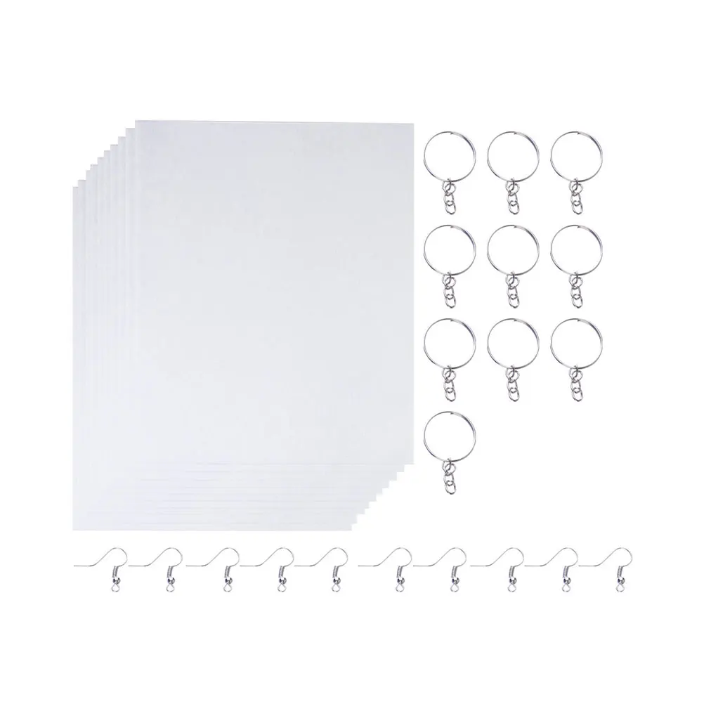 

20 Sheets Shrink Film Heat Printing Translucent DIY Ear Hook Materials White Crafting Supplies Cable Sleeves Jewelry Accessories