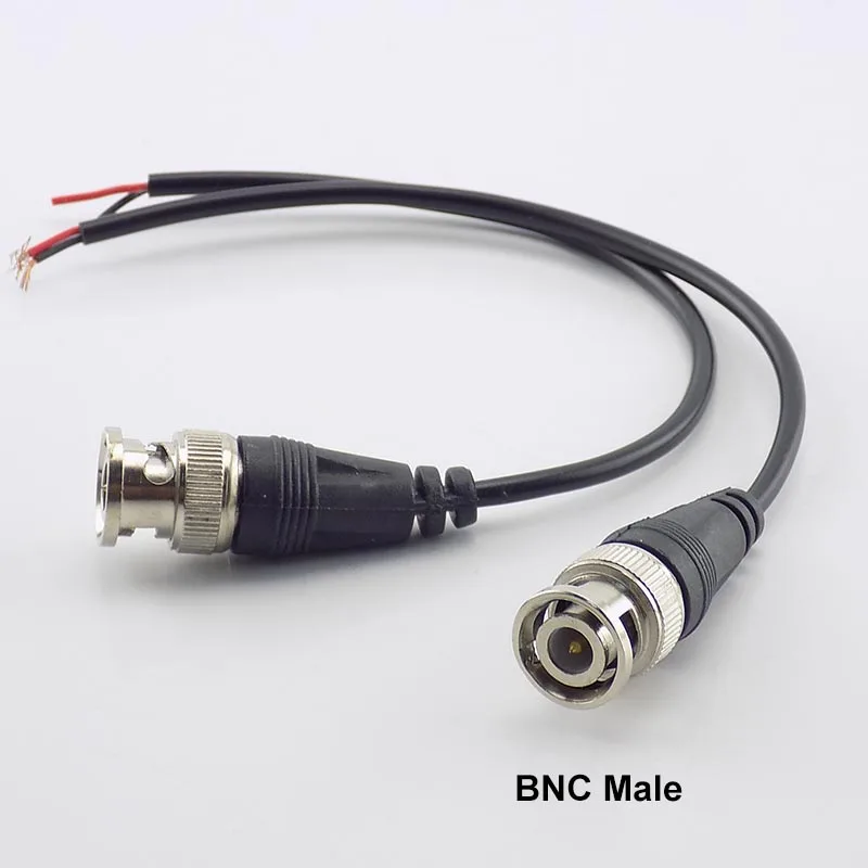 BNC Male Connector to Double Female Adapter DC Power Pigtail Cable Line BNC Connectors Wire For CCTV Cameras Security System A7