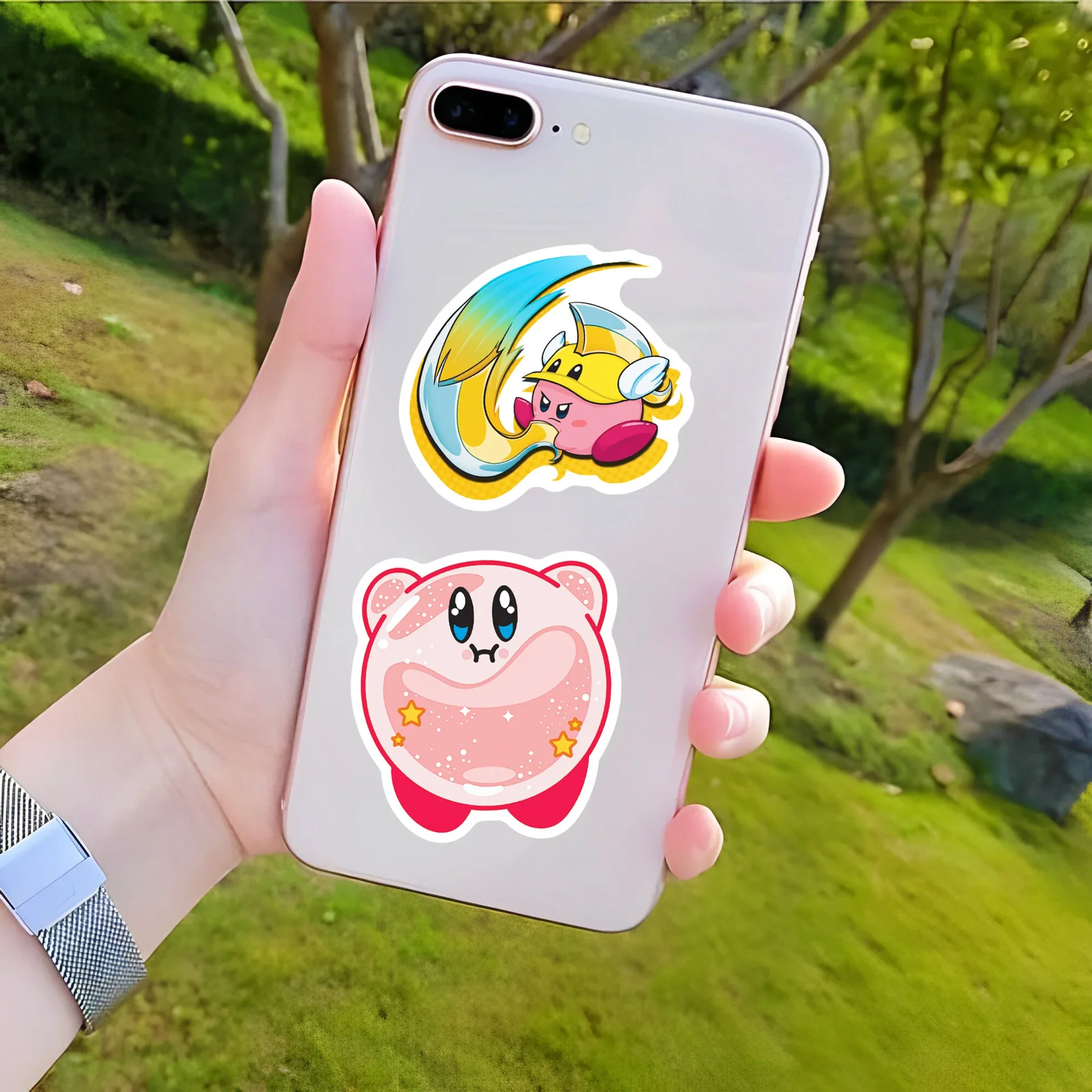 50 Stück Kawaii Kirby-Aufkleber, klassisches Spielzeug, zum Basteln, für Handy, Gepäck, Gitarre, Auto, Cartoon-Graffiti-Aufkleber, Kindergeschenk – Detail 6