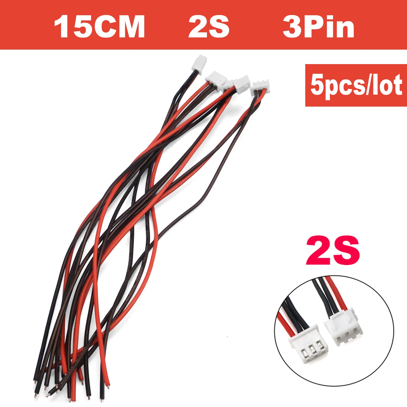 5Pcs JST-XH Balance Charger Cable 1S 2S 3S 4S 5S 6S 7S 8S 22AWG Silicone Wire 15cm Female Plug Connector for Lipo RC IMAX B6