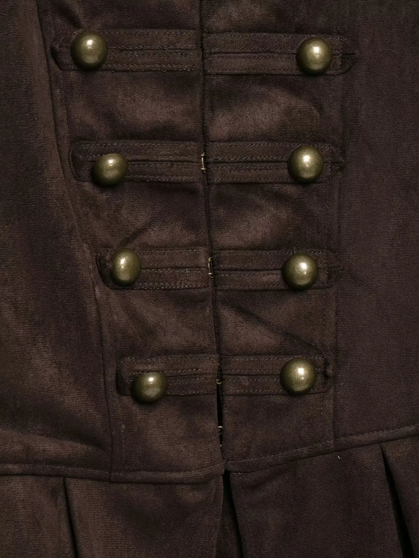BSAY Vintage Militärjacke aus Kunstwildleder für Damen, Stehkragen, Metallknöpfe, plissierter Peplum-Rock, kurz geschnitten, langärmelige Oberbekleidung – Detail 8