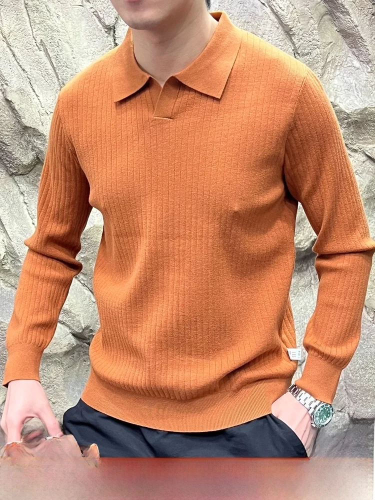 

Упрощенный китайский мужской однотонный вязаный свитер с маленьким V-образным воротником, мягкий повседневный модный магазин, прямые поставки, осенняя одежда