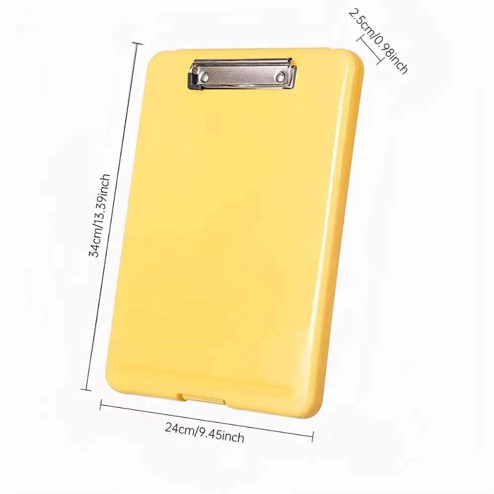 1/2/5pcs A4 Paper Storage Box with Metal Clip Random Color, Lightweight Clipboard Case for Daily Use YMY