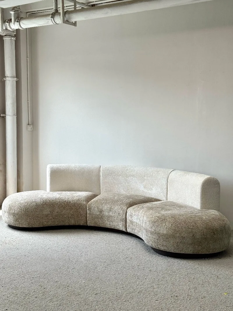 Sofa, medieval style, curved module combination sofa, wabi-sabi style, large flat villa, designer fabric
