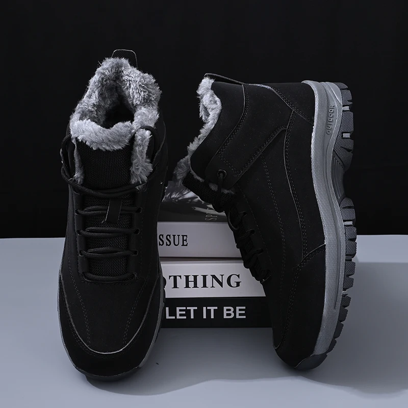 

2025 Winter high quality warm snow boots antiskid black man high-top shoes Ankle boots Elder Shoes plush casual walking shoes