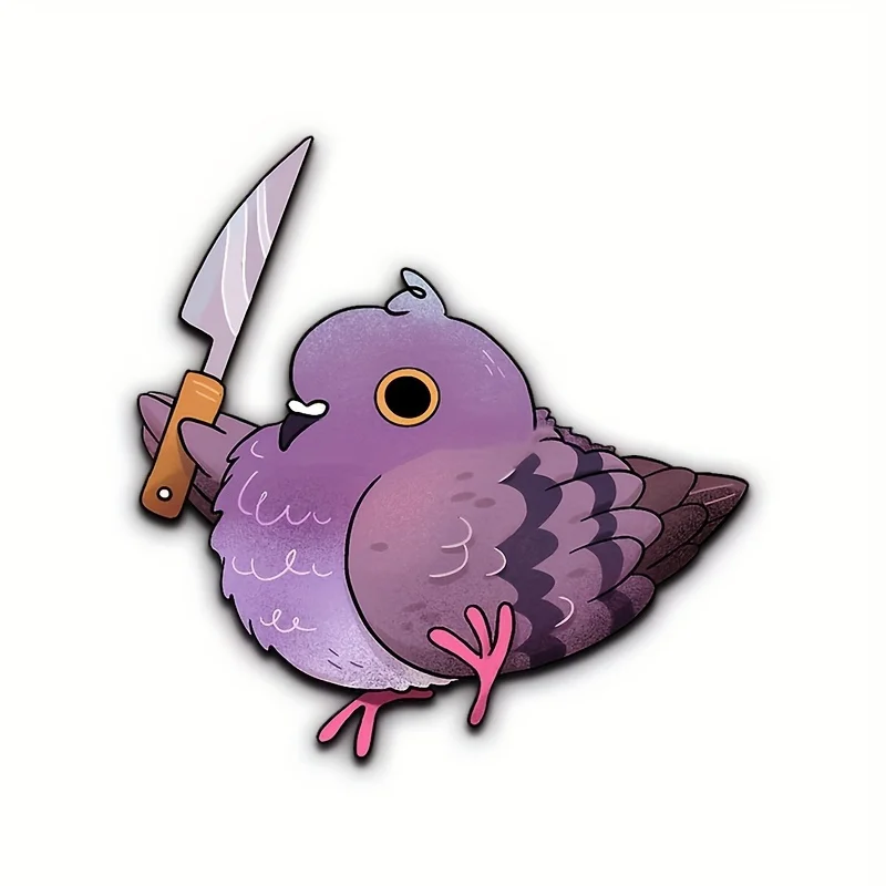 

1PC Purple Pigeon & Dark Skeleton Dual Decor - Fun & Edgy Style Adornment for Car Laptop Phone