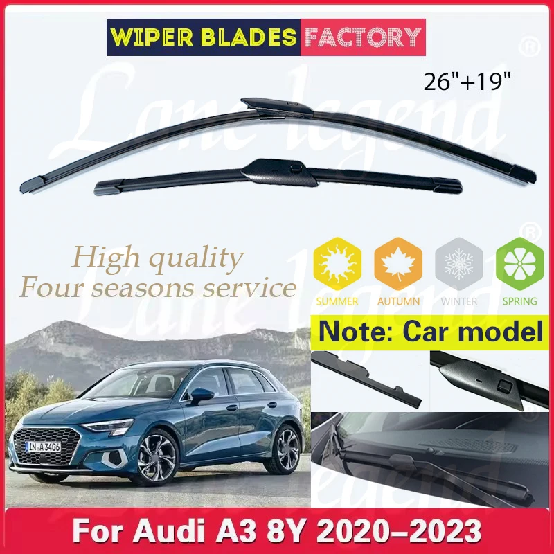 

For Audi A3 8Y 2020 2021 2022 2023 S3 RS3 Accessories Windshield Windscreen Wipers Blade Car Front Window High Quality 26"+19"