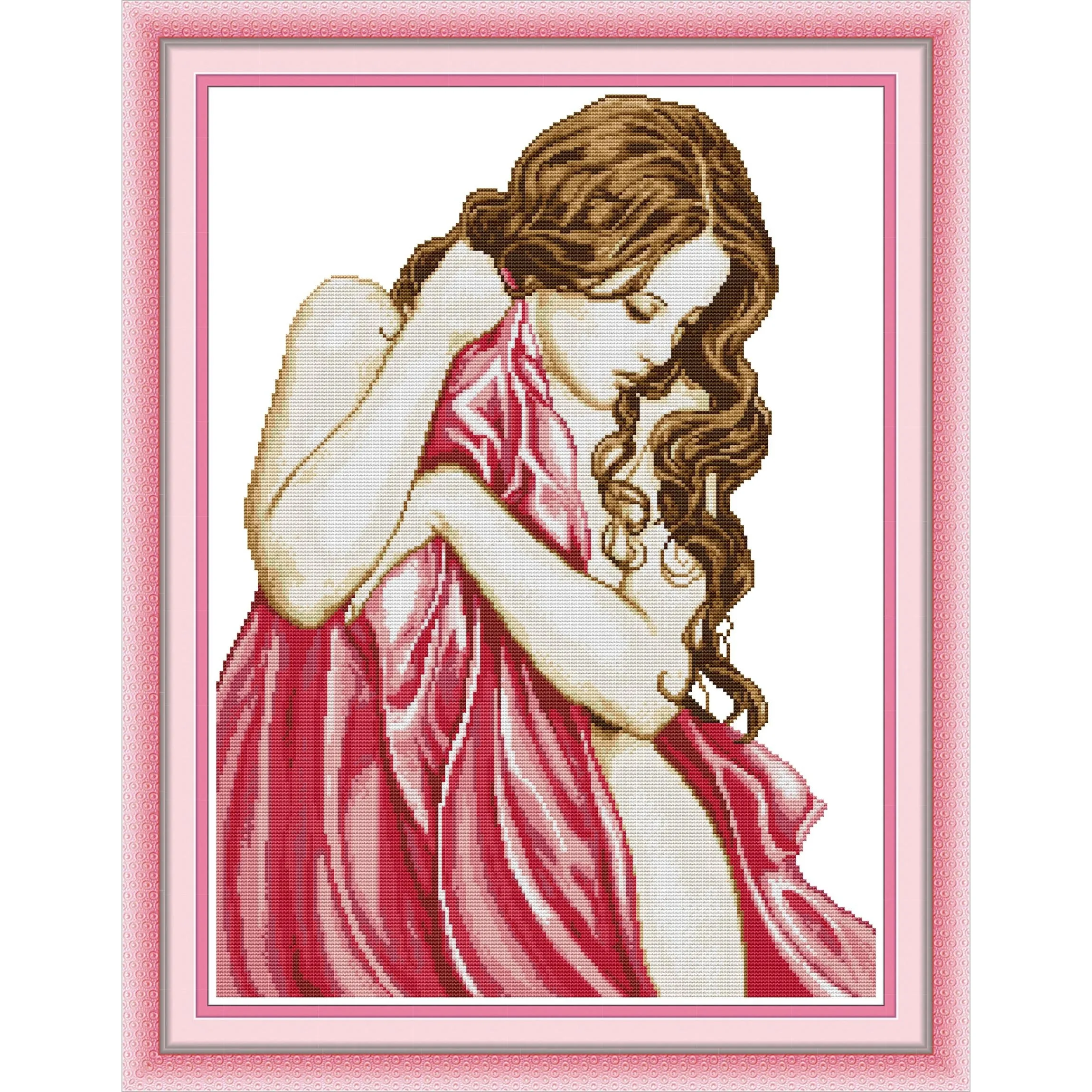 

Joy Sunday Pre-printed Cross Stitch Kit Easy Pattern Aida Stamped Fabric Embroidery Set-Beautiful Woman
