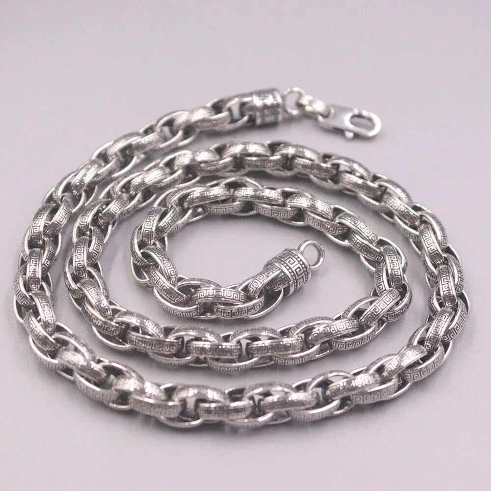 

Real 925 Sterling Silver 8mm Oval Link Chain Necklace Lobster Clasp 21.6inch L