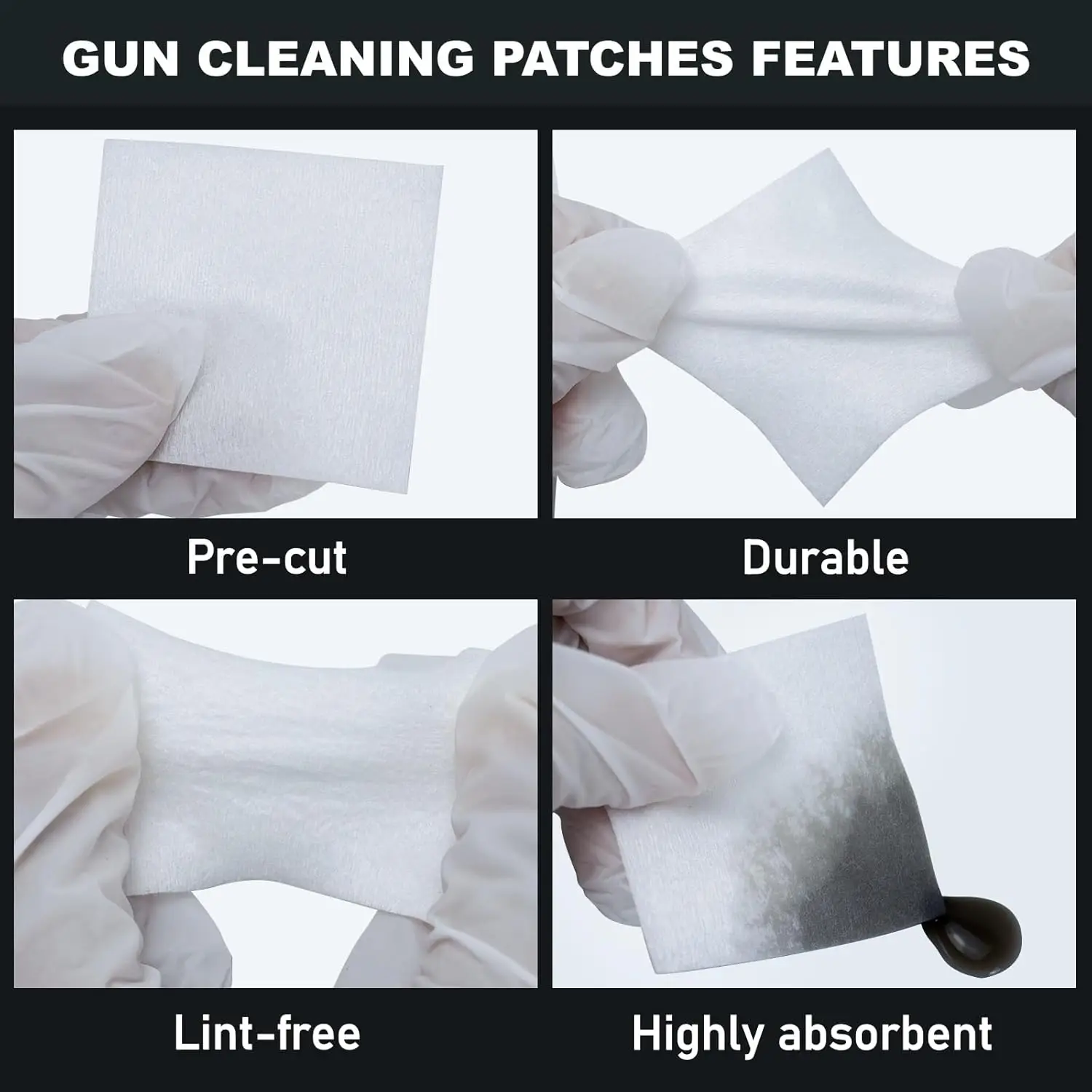 1900Pcs Gun Cleaning Kit 5cm 6x7cm Gun Cleaning Patches Long 15cm Cotton Swabs Lint-Free Cleaning Pads for Pistol Rifle Clean - view 4