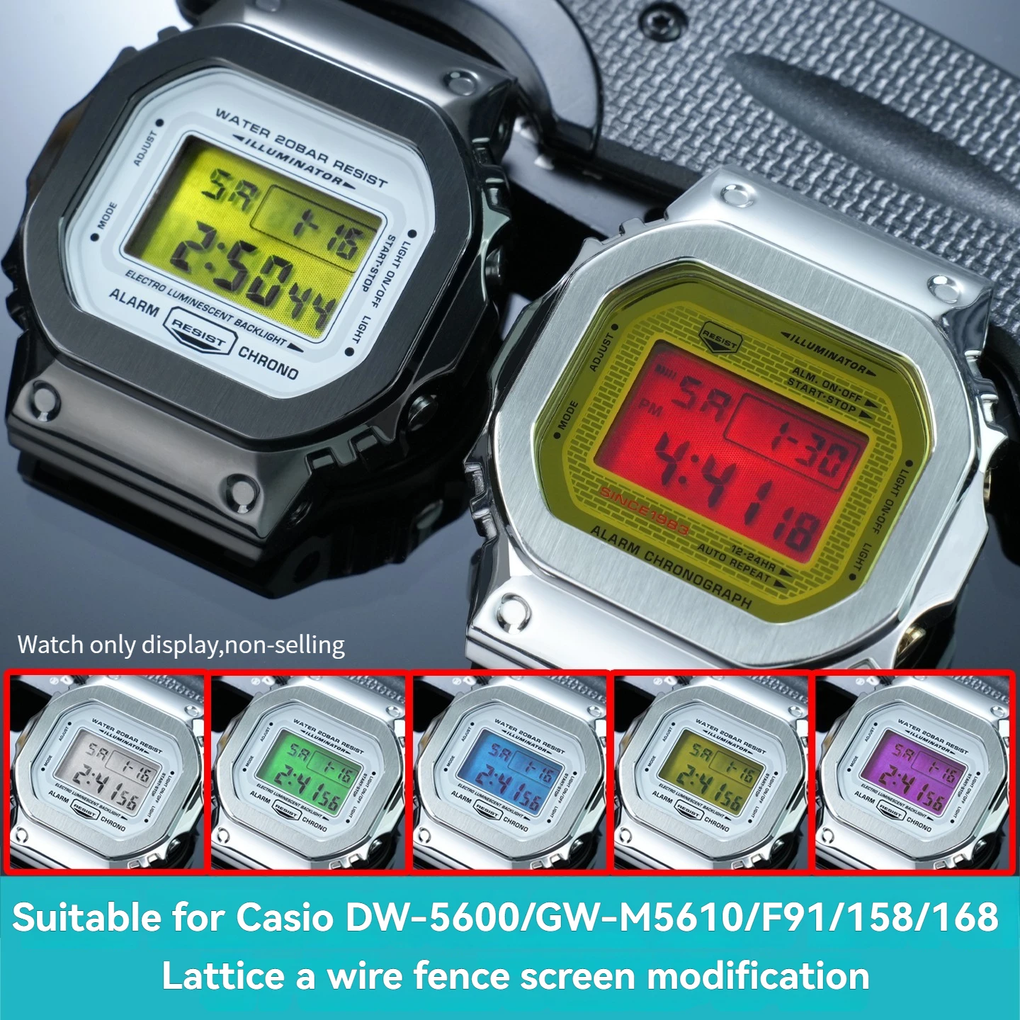 金属メッシュカシオ-g-shock-mod-スチールメッシュ-dw5600-gw-m5610-f91-a158-a168-スクリーン修正金属メッシュ時計アクセサリー