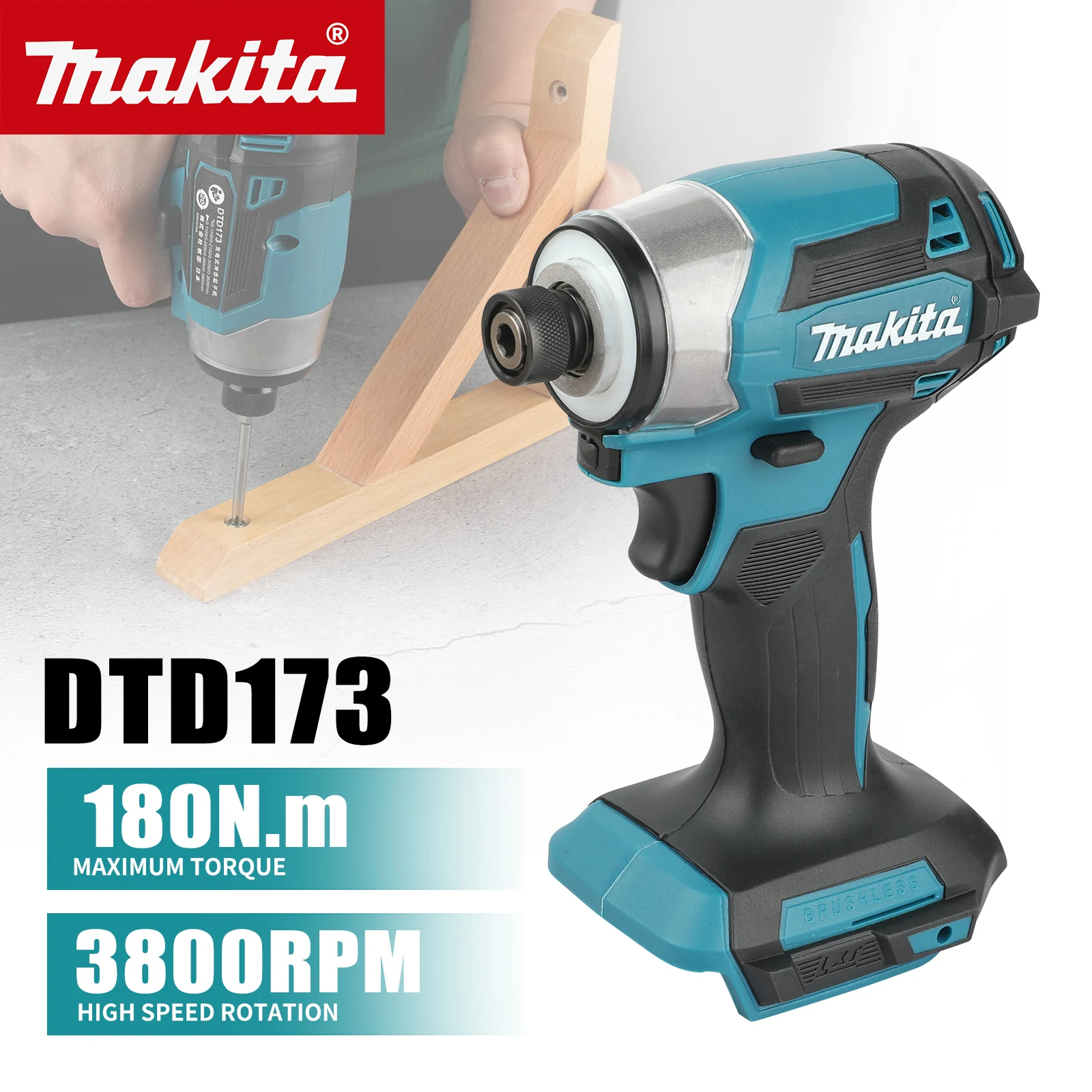 

Новый ударный шуруповерт Makita DTD173 2025 года, литиевый, набор для дома, электрическая дрель-шуруповерт