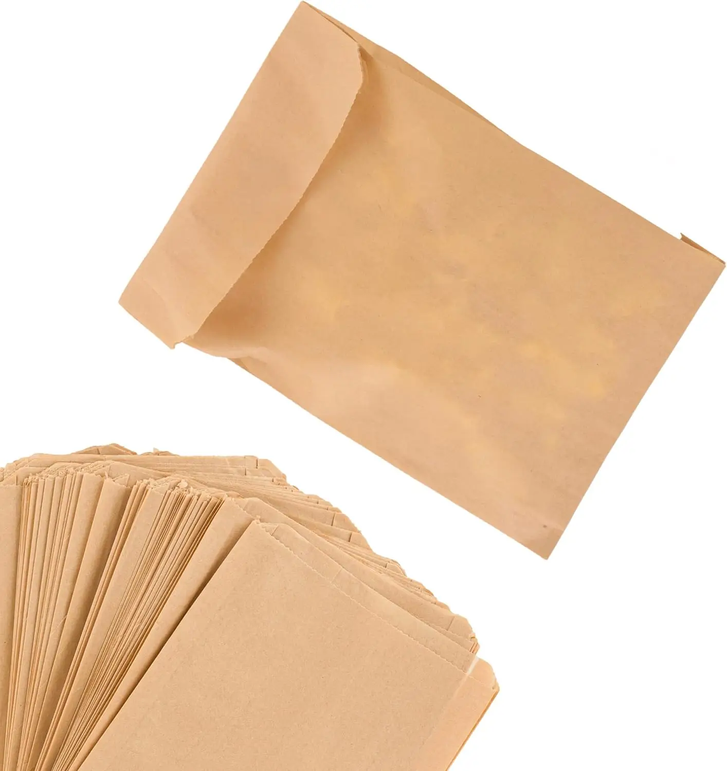 

125 Pack Kraft Brown Paper Sandwich Bags with Stickers - Eco-Friendly, Grease-Resistant, Microwave Safe