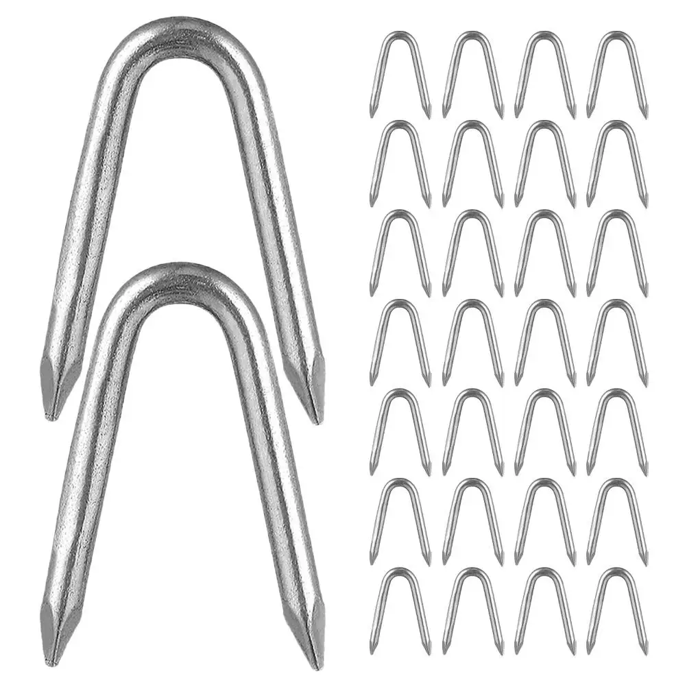 

140 Pcs U-nails Staple Fasteners Iron Wire Fence Silver Clamps Gardening U-shaped Staples Heavy-duty Fencing Secure Reliable