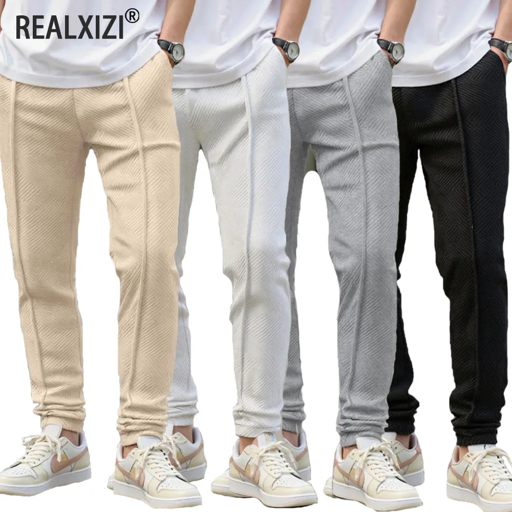 

Мужские повседневные спортивные брюки для бега, дышащие свободные джоггеры, весенне-осенние длинные брюки на шнурке, мужская одежда