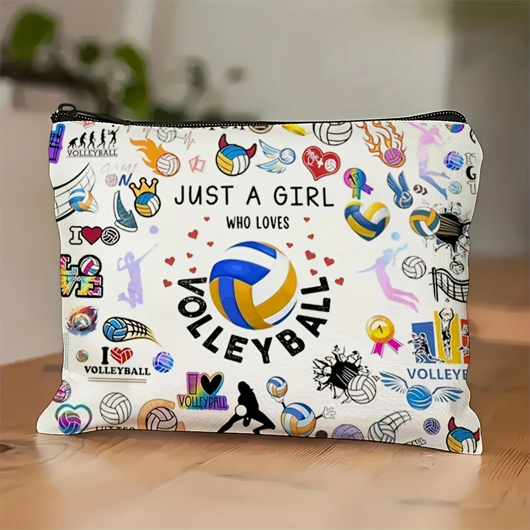A Volleyball themed cosmetic bag- multifunctional zipper pouch, jewelry storage bag, perfect travel zipper small storage bag.