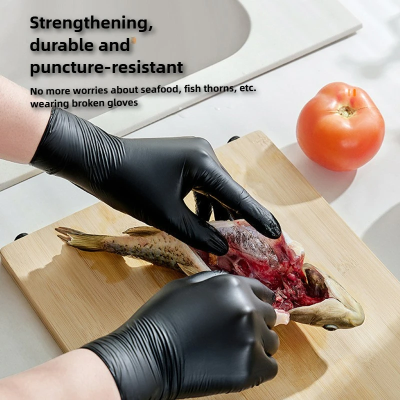 10/30/60/100PCS Disposable Black Nitrile Gloves for Household Use Latex-Free Powder-Free Cleaning Beauty Petcare Hair Dye Gloves