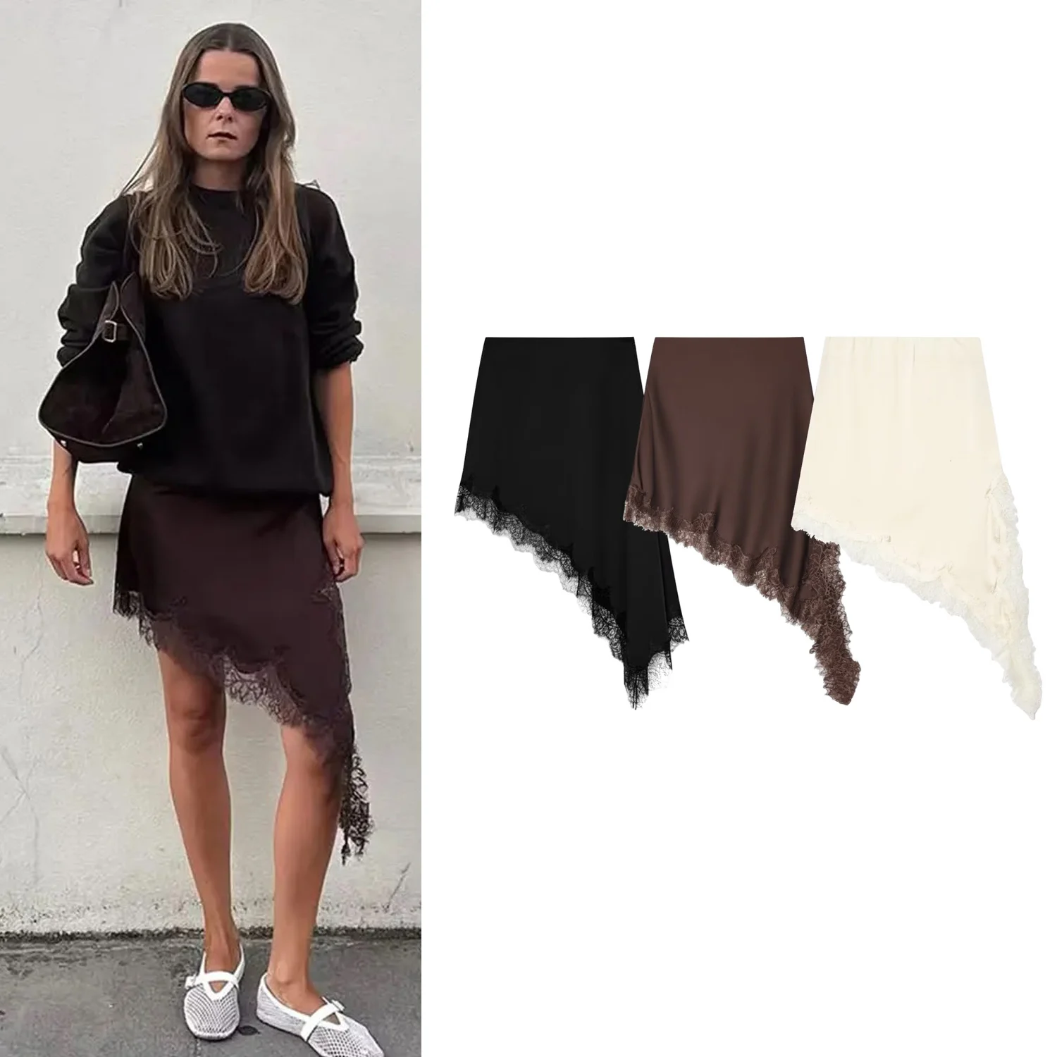 

Женские асимметричные кружевные лоскутные полуюбки, женские весенне-летние новые шикарные юбки-миди, женские элегантные юбки с высокой талией