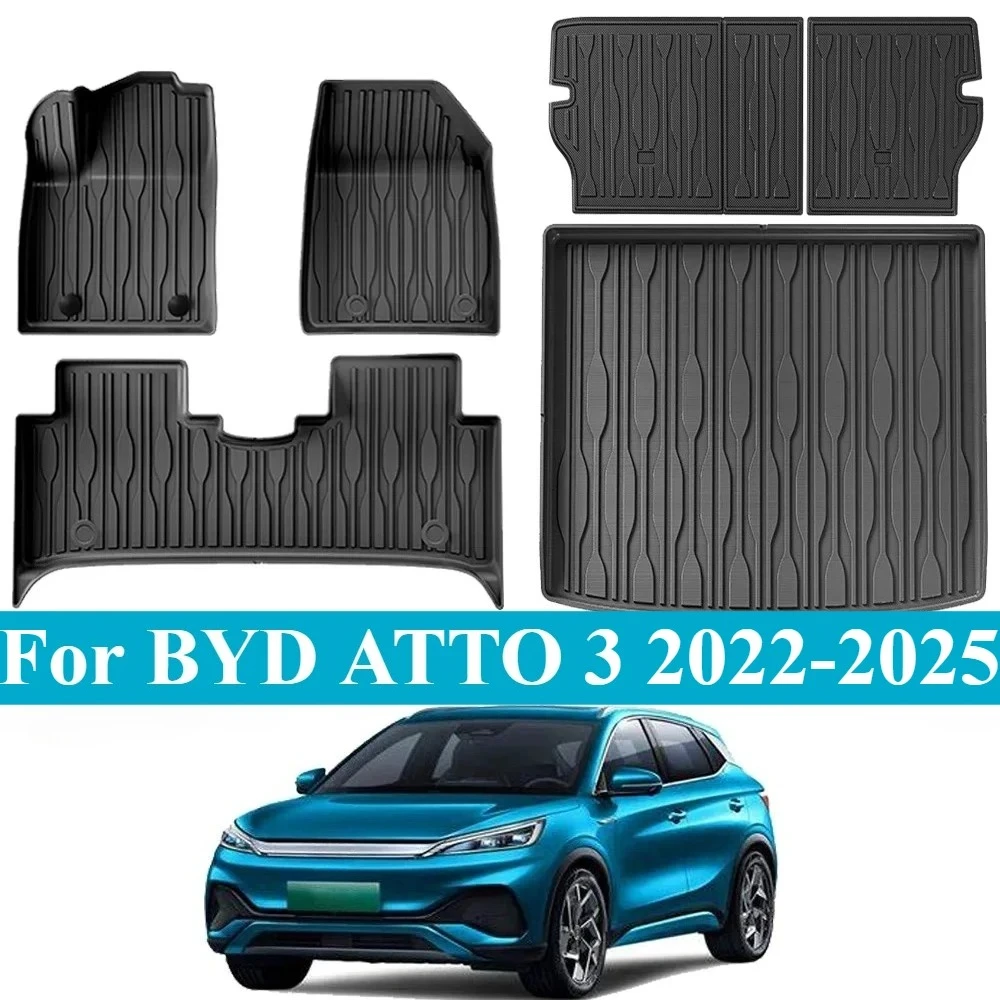 

For BYD ATTO 3 2022 2023 2024 2025 TPE Car Floor Mats Cargo Liner Seat Back Protectors Full Set Left Right Hand Drive Exact Fit