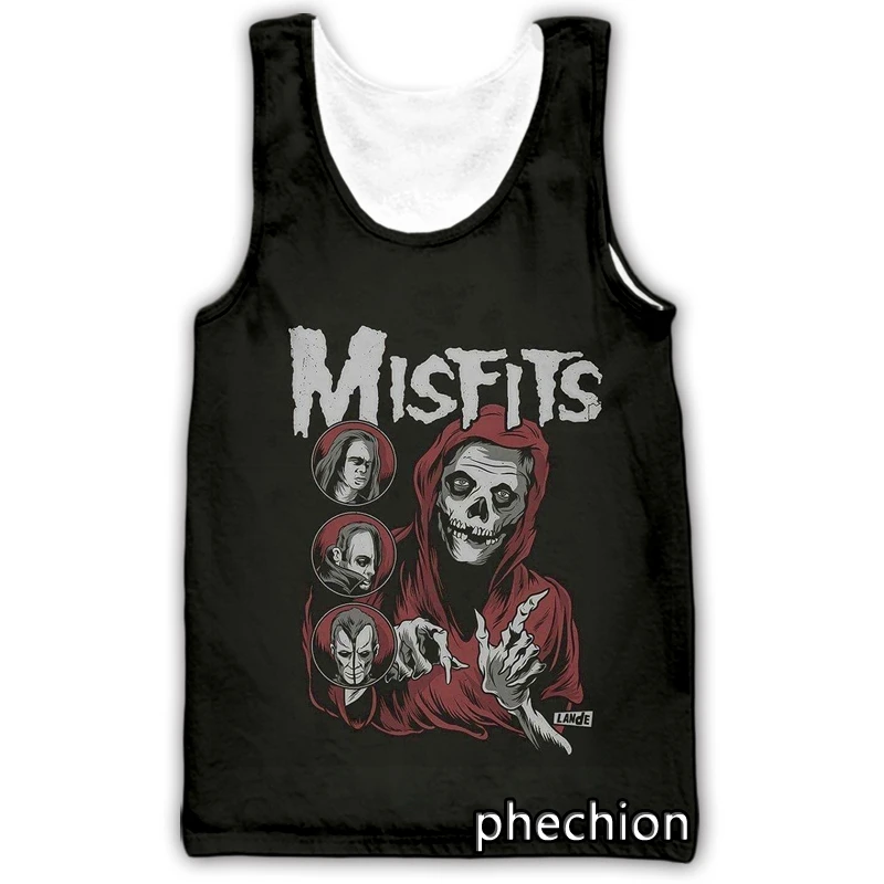 phechion New Fashion Men/Women Misfits 3D Print Sleeveless Vest Streetwear Men Loose Sporting Tank Top A267